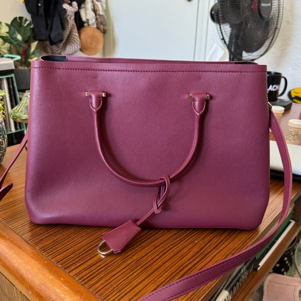 Burgundy Leather Tote Purse